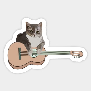 Cat Play Guitar Sticker